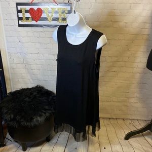 Logo layers tank top with fringe black